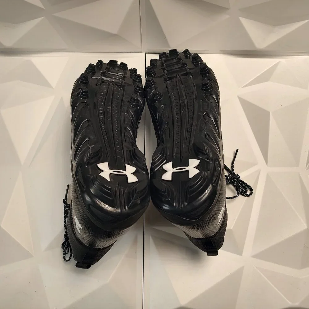 Under Armour Mens Football Cleat 16 Black White Shoe Lacrosse Spine Hammer - Picture 7 of 12